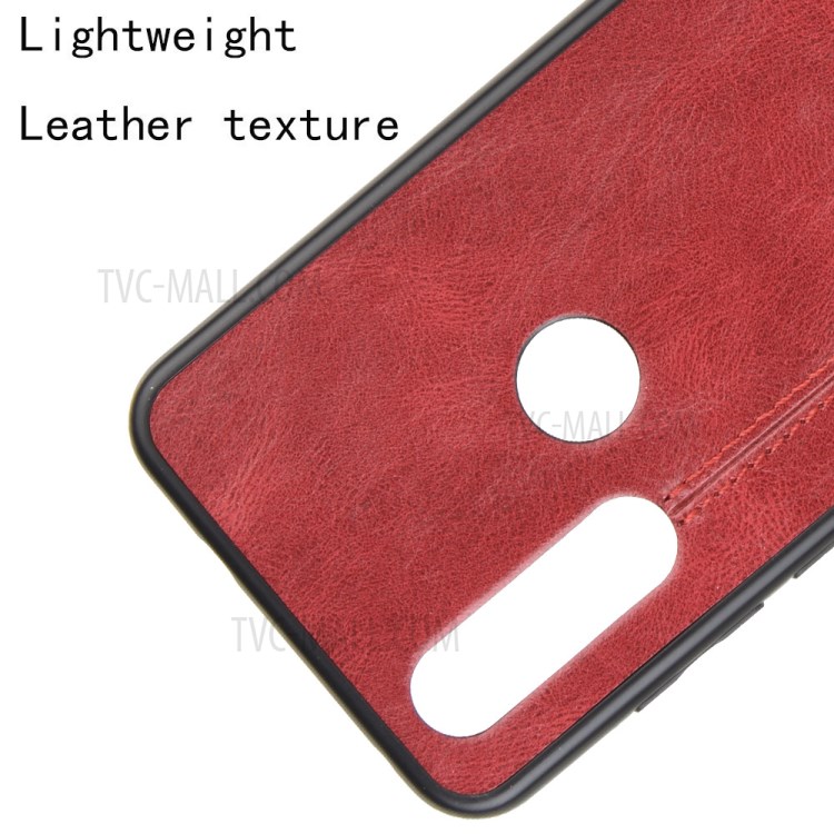 PU Leather Coated PC + TPU Hybrid Cover for Motorola One Action - Red-4