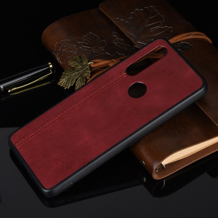 PU Leather Coated PC + TPU Hybrid Cover for Motorola One Action - Red-7
