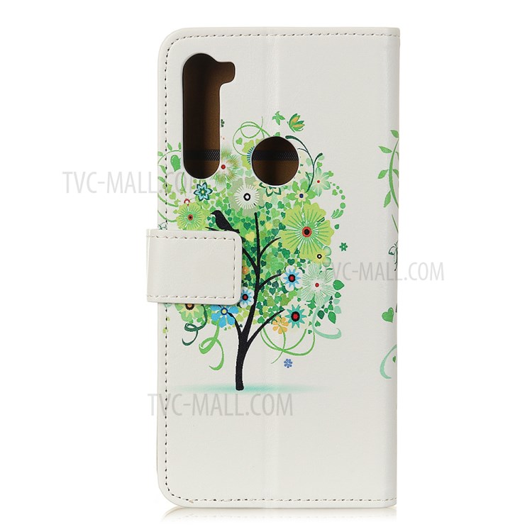 Pattern Printing Wallet Leather Phone Shell for Motorola Moto G Stylus / G Pro - Green Flowers Tree Birdcage-2