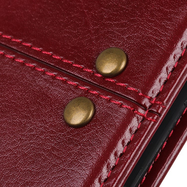 Rivet Crazy Horse Leder Brieftasche Telefon Shell-Abdeckung Für Motorola Moto G Stift - Rot-2