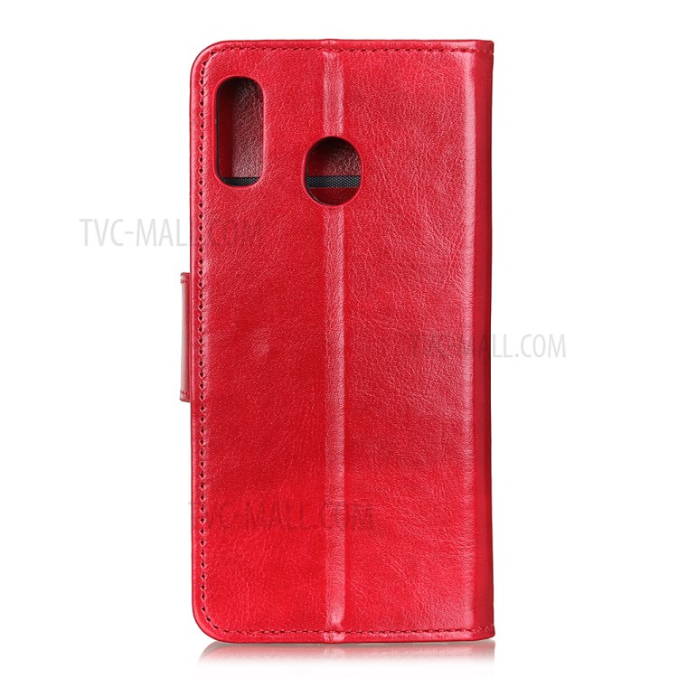 Crazy Horse Wallet Leather Stand Case for Motorola Moto E (2020) - Red-8