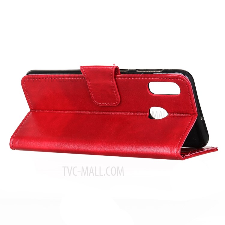 Crazy Horse Wallet Leather Stand Case for Motorola Moto E (2020) - Red-9
