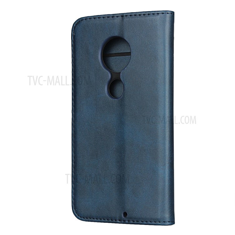 Auto-absorbed Leather Wallet Stand Phone Casing for Motorola Moto G7 - Blue-3