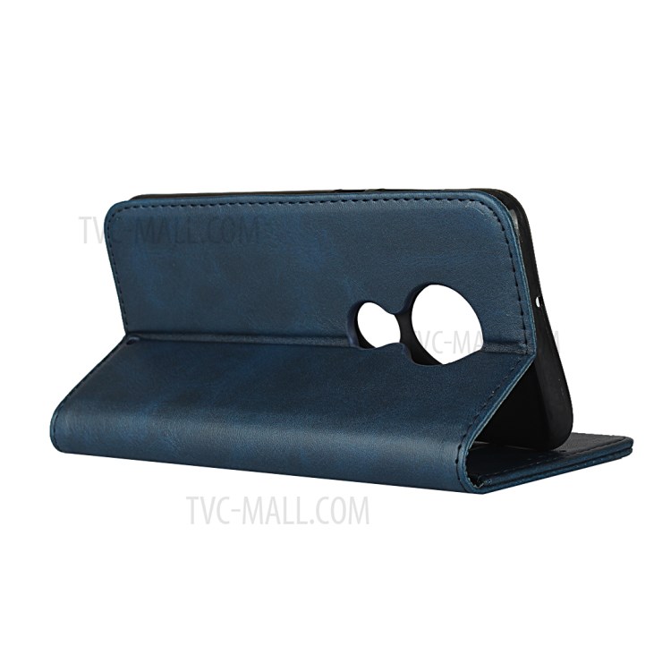 Auto-absorbed Leather Wallet Stand Phone Casing for Motorola Moto G7 - Blue-5