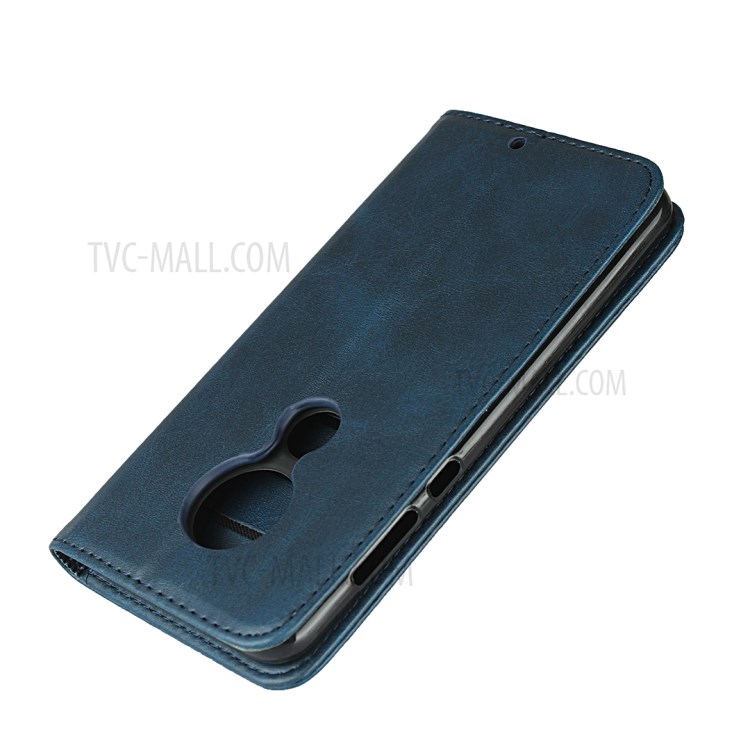 Auto-absorbed Leather Wallet Stand Phone Casing for Motorola Moto G7 - Blue-6