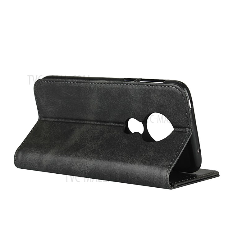 Auto-absorbed Leather Stand Case for Motorola Moto G7 Power - Black-5