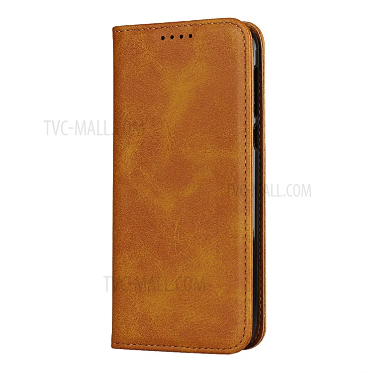 Auto-absorbed Leather Stand Case for Motorola Moto G7 Power - Brown-2