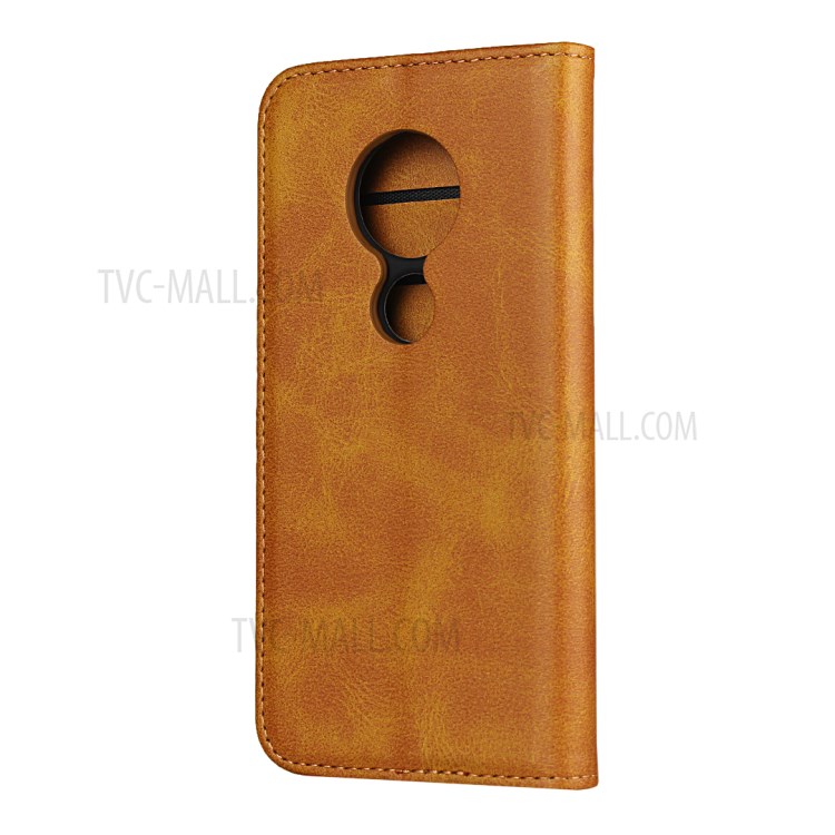 Auto-absorbed Leather Stand Case for Motorola Moto G7 Power - Brown-3