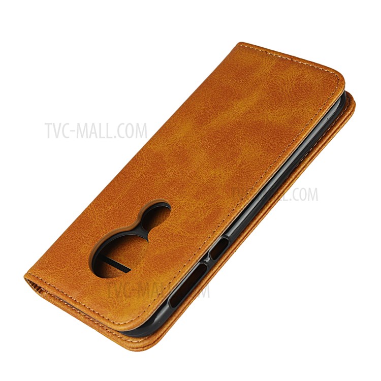 Auto-absorbed Leather Stand Case for Motorola Moto G7 Power - Brown-6