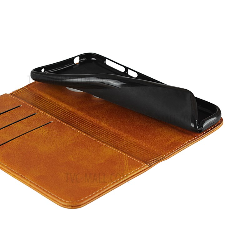 Auto-absorbed Leather Stand Case for Motorola Moto G7 Power - Brown-7