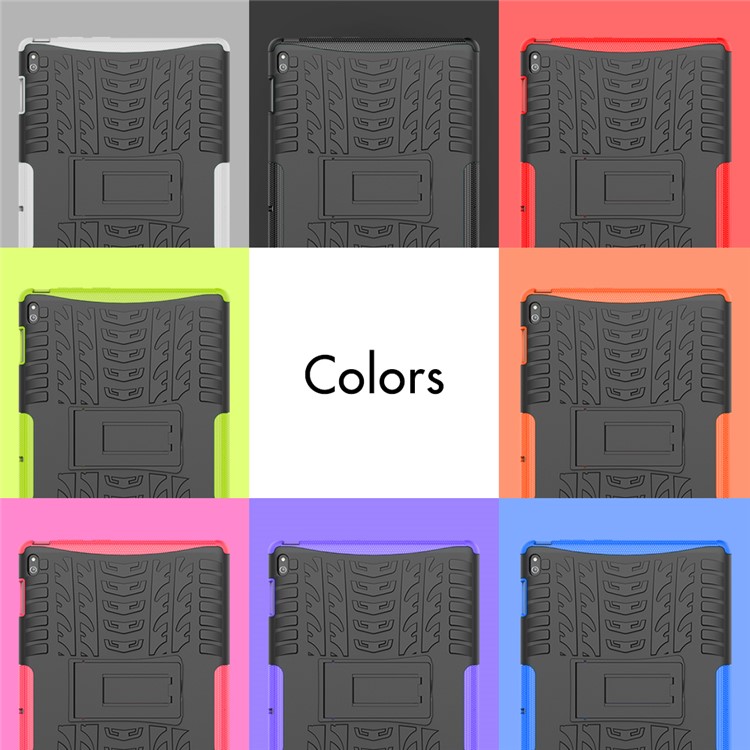 Anti-slip PC + TPU Hybrid Case with Kickstand for Lenovo Tab E10 TB-X104F - White-10