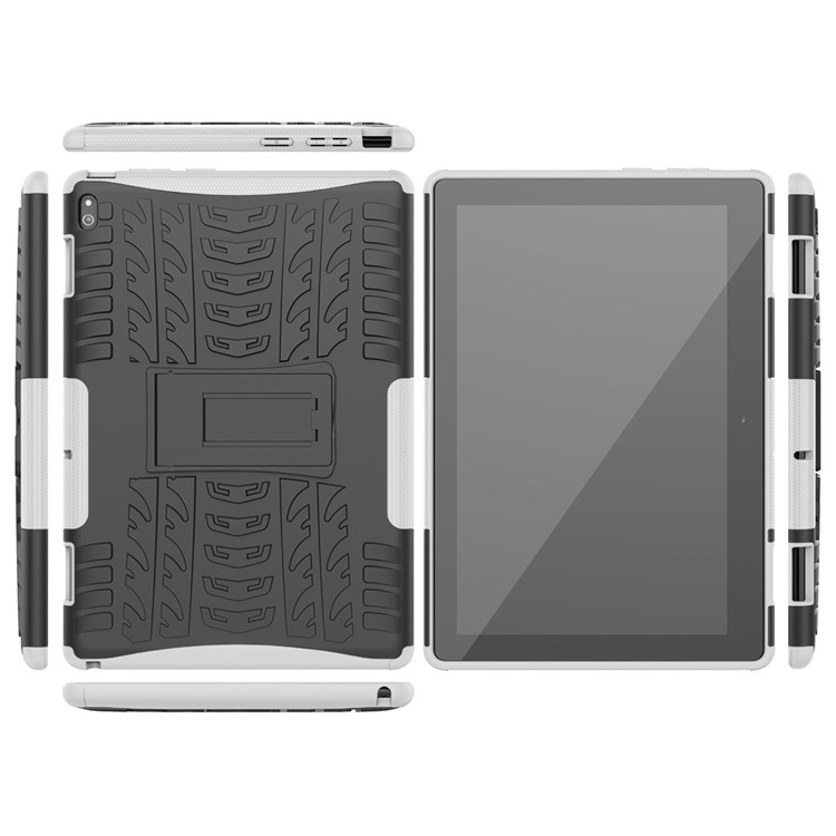 Anti-slip PC + TPU Hybrid Case with Kickstand for Lenovo Tab E10 TB-X104F - White-3