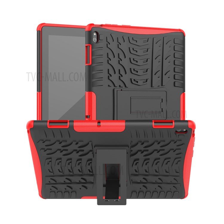 Anti-slip PC + TPU Hybrid Case with Kickstand for Lenovo Tab E10 TB-X104F - Red-1