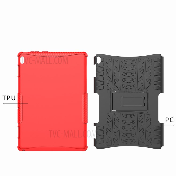 Anti-slip PC + TPU Hybrid Case with Kickstand for Lenovo Tab E10 TB-X104F - Red-10