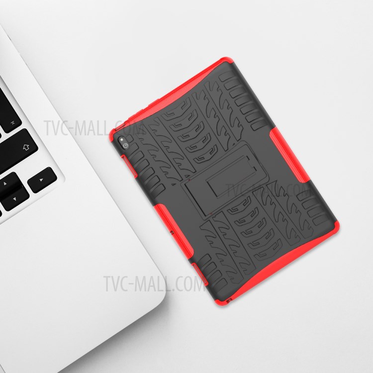 Anti-slip PC + TPU Hybrid Case with Kickstand for Lenovo Tab E10 TB-X104F - Red-11