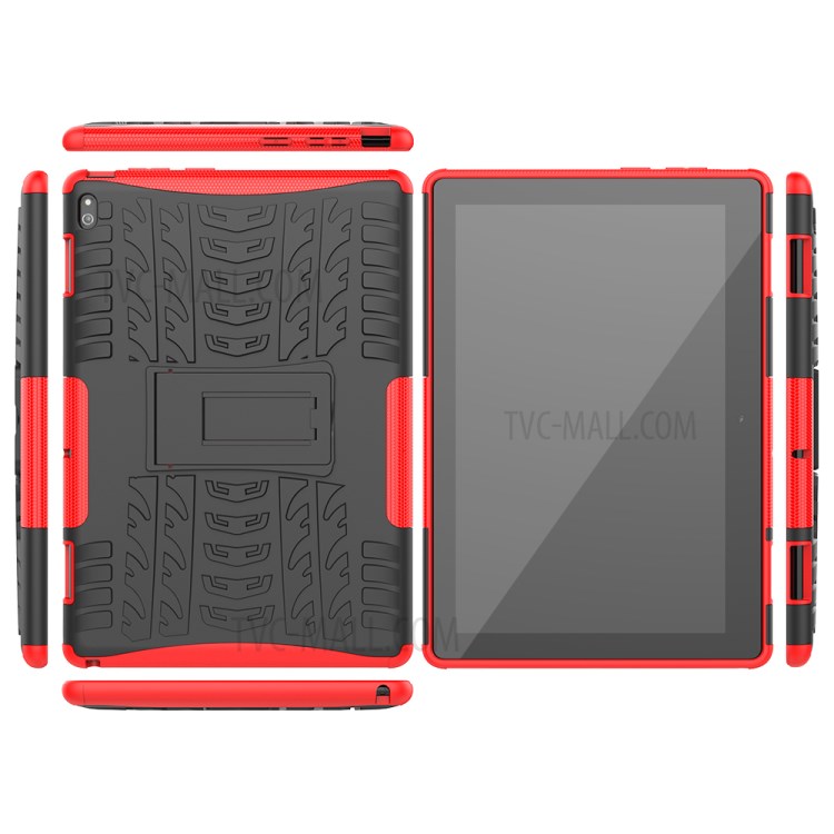 Anti-slip PC + TPU Hybrid Case with Kickstand for Lenovo Tab E10 TB-X104F - Red-3
