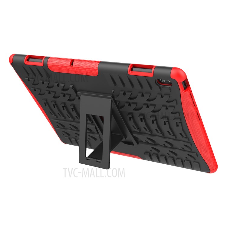 Anti-slip PC + TPU Hybrid Case with Kickstand for Lenovo Tab E10 TB-X104F - Red-7