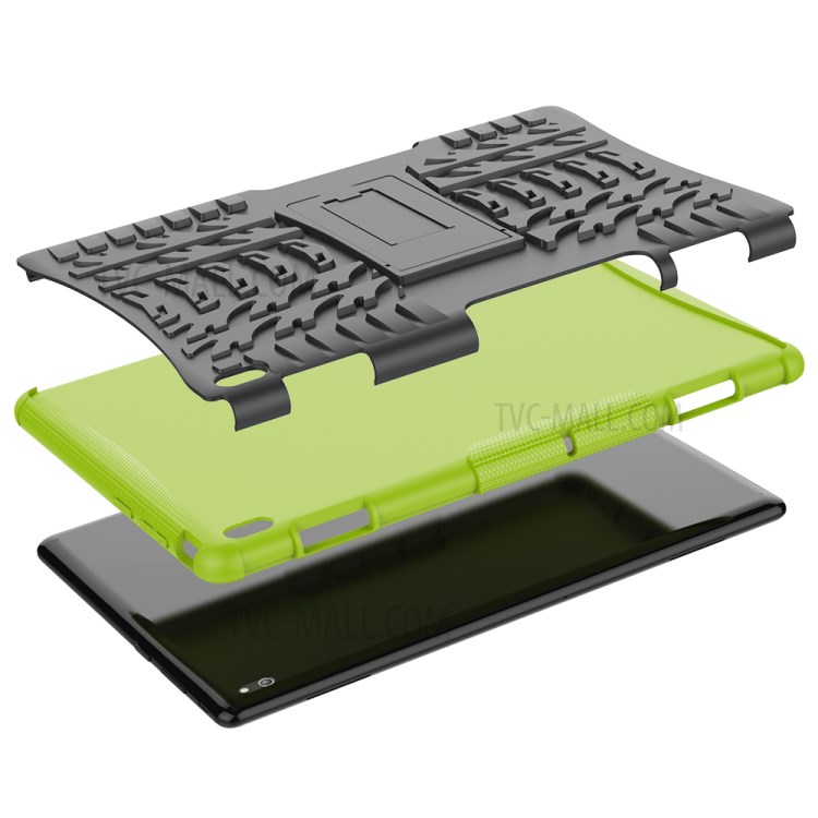 Anti-slip PC + TPU Hybrid Case with Kickstand for Lenovo Tab E10 TB-X104F - Green-9