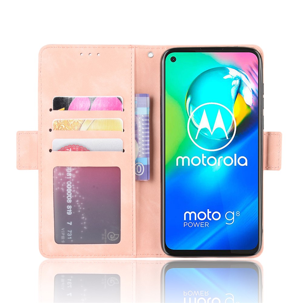 Wallet Stand Flip Leather Phone Shell for Motorola Moto G8 Power - Rose Gold-4