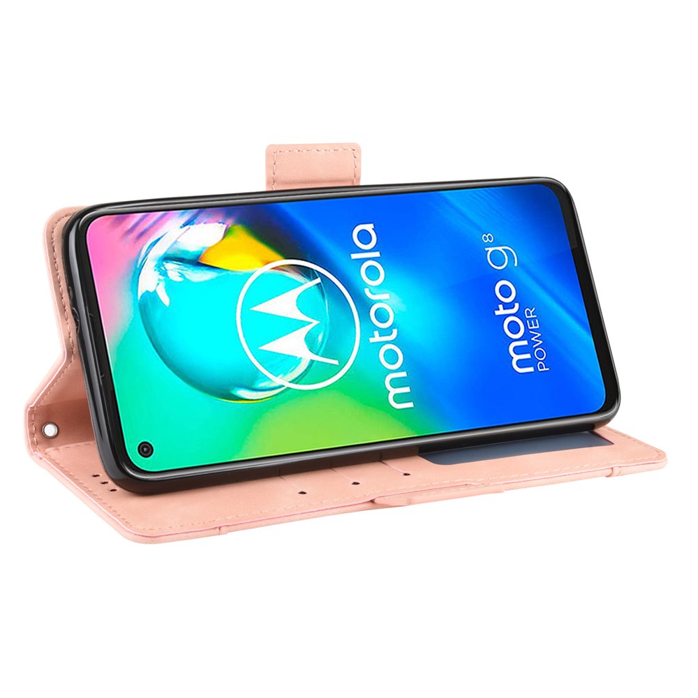 Brieftasche Ständer Flip Leder Telefonschale Für Motorola Moto G8 Power - Roségold-5