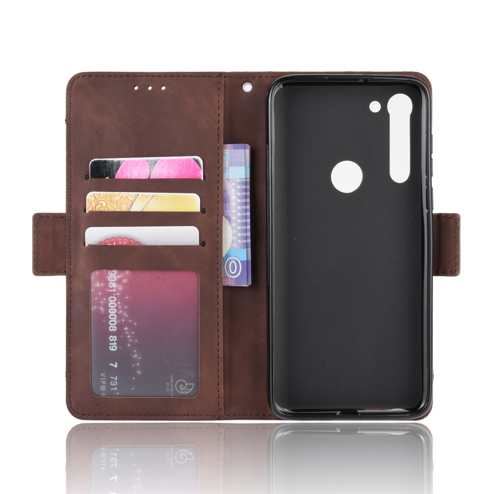 Capilla de Teléfono de Cuero Flip de Stand de Billetera Para Motorola Moto G8 Power - Marrón-3