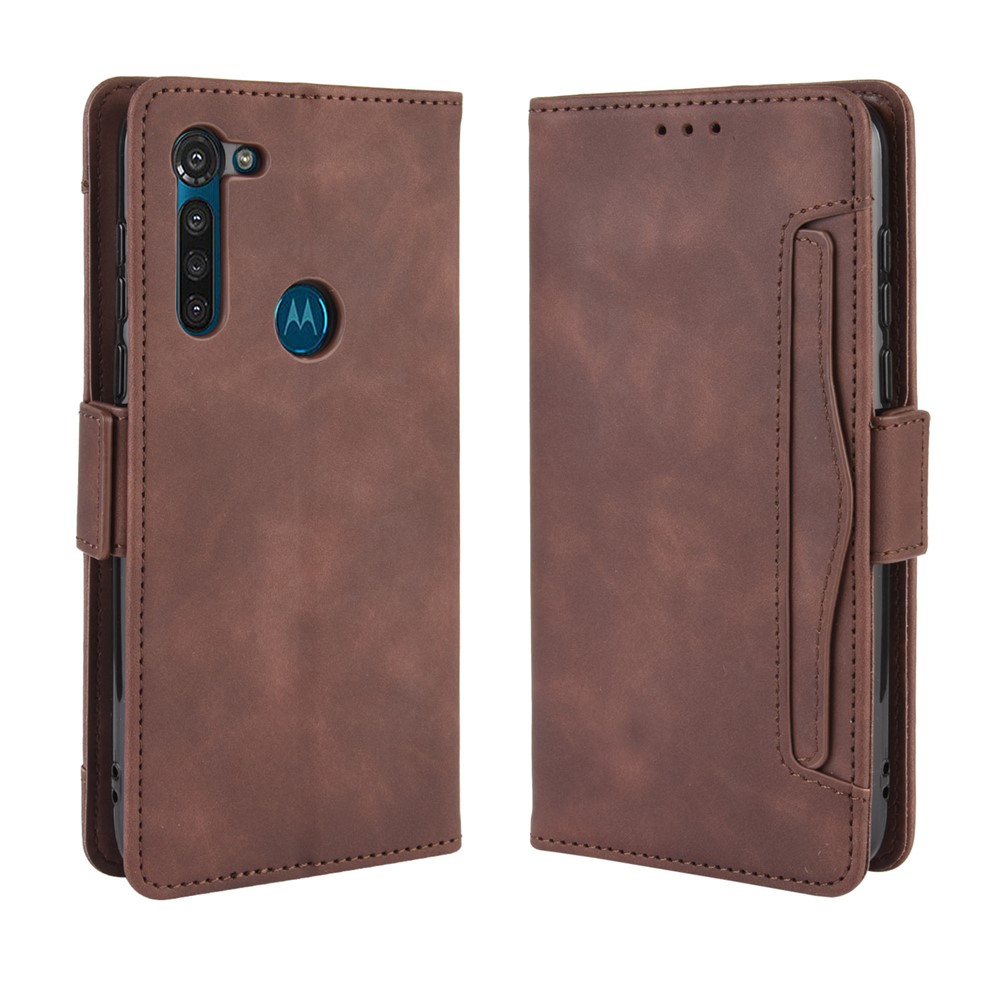 Wallet Stand Flip Leather Phone Shell for Motorola Moto G8 Power - Brown-7