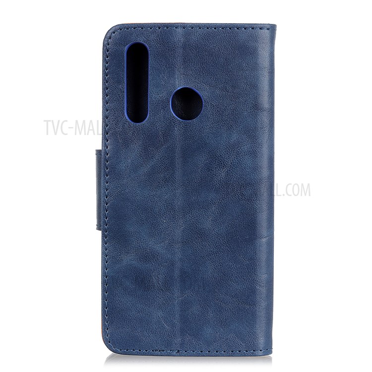 Crazy Horse Texture Protection Split Leather Wallet Mobile Phone Shell for Motorola Moto E7 - Blue-11
