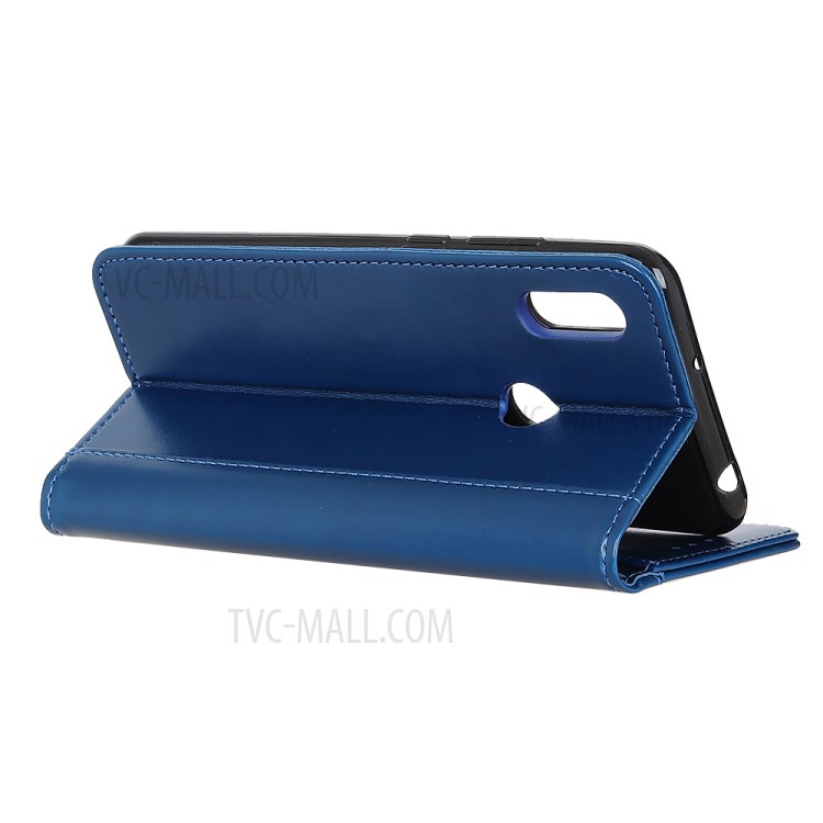 Auto-absorbed Split Leather Wallet Case for Motorola Moto E (2020) - Blue-9