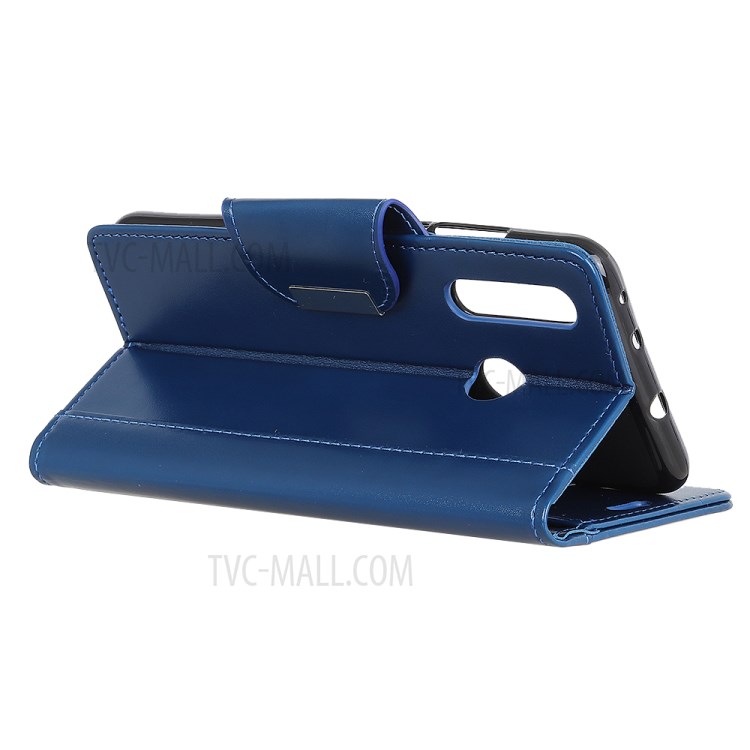 Protective Leather Wallet Stand Mobile Phone Case for Motorola Moto E (2020) - Blue-12