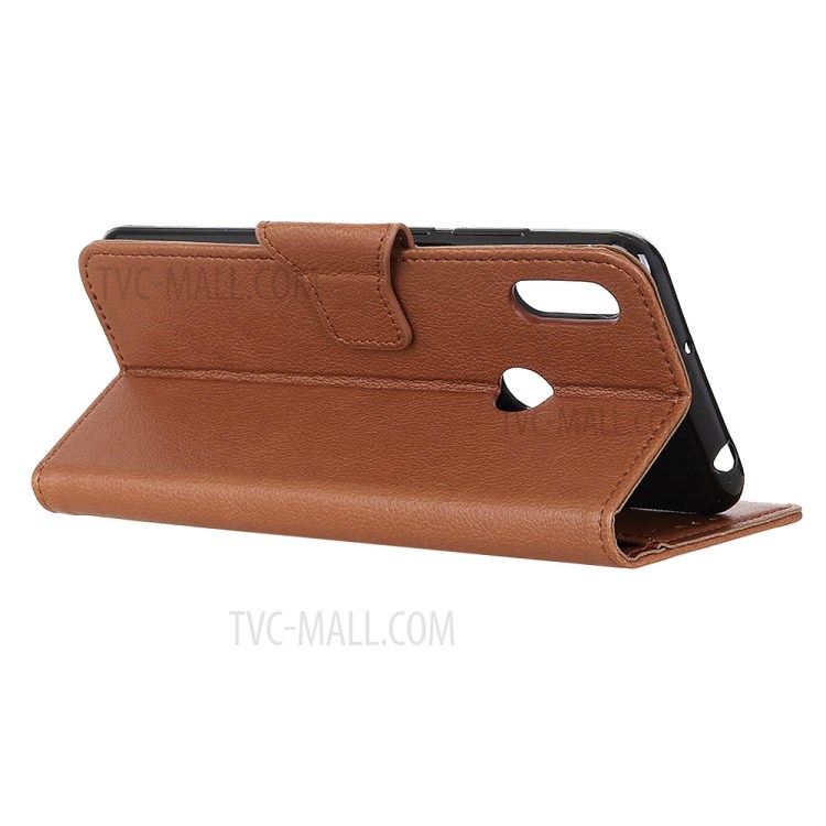 Litchi Grain Leather Wallet Stand Mobile Shell for Motorola Moto E (2020) - Brown-10