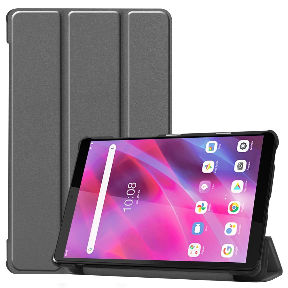 Tri-fold with Stand Leather Tablet Cover for Lenovo Tab M8 HD8505/8705 - Grey-1