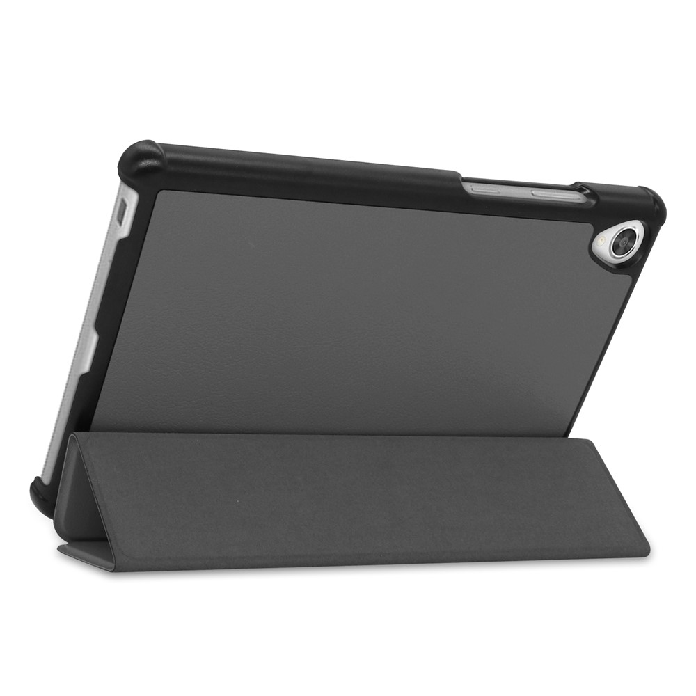 Stand à Trois Plis Stable Avec Couvercle de Tablette en Cuir Pour le Stand Pour Lenovo Tab M8 Hd8505 / 8705 - Gris