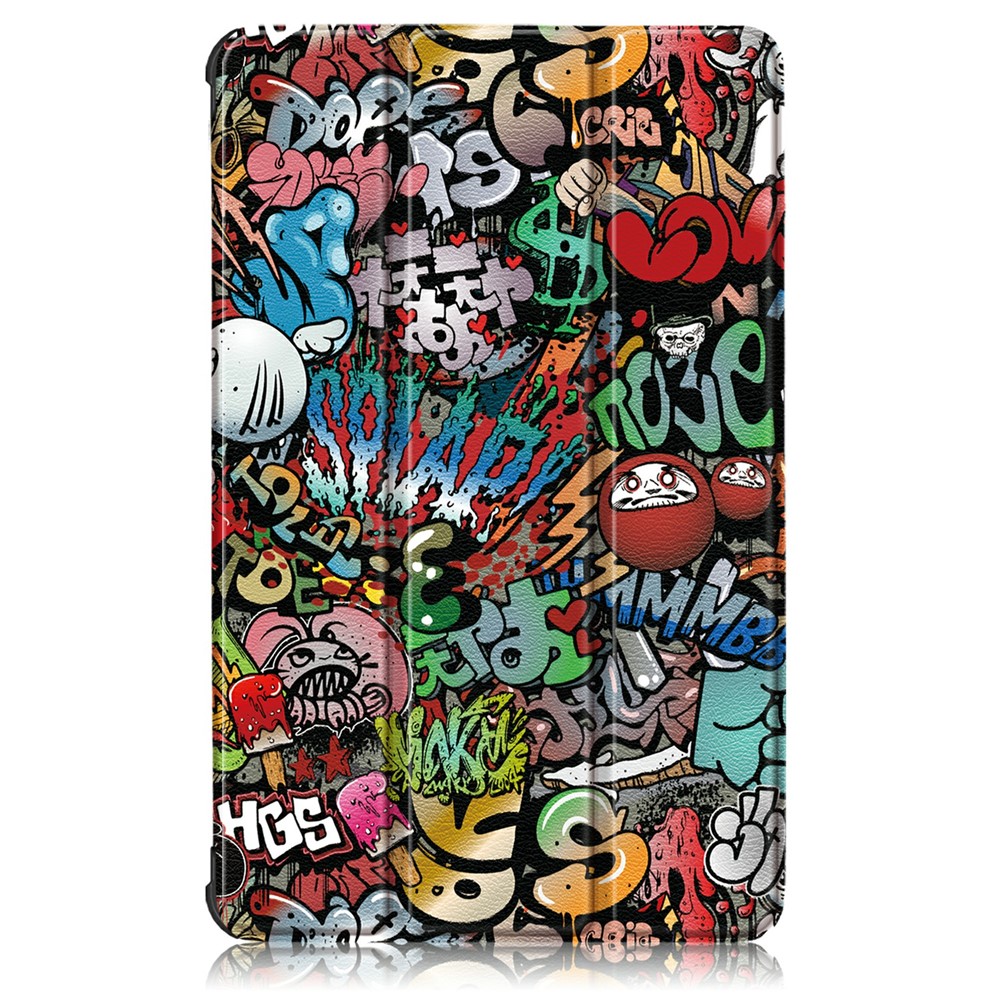 Printing Surface Tri-fold PU Leather Smart Cover for Lenovo Tab M8 HD8505/8705 - Graffiti Pattern-2