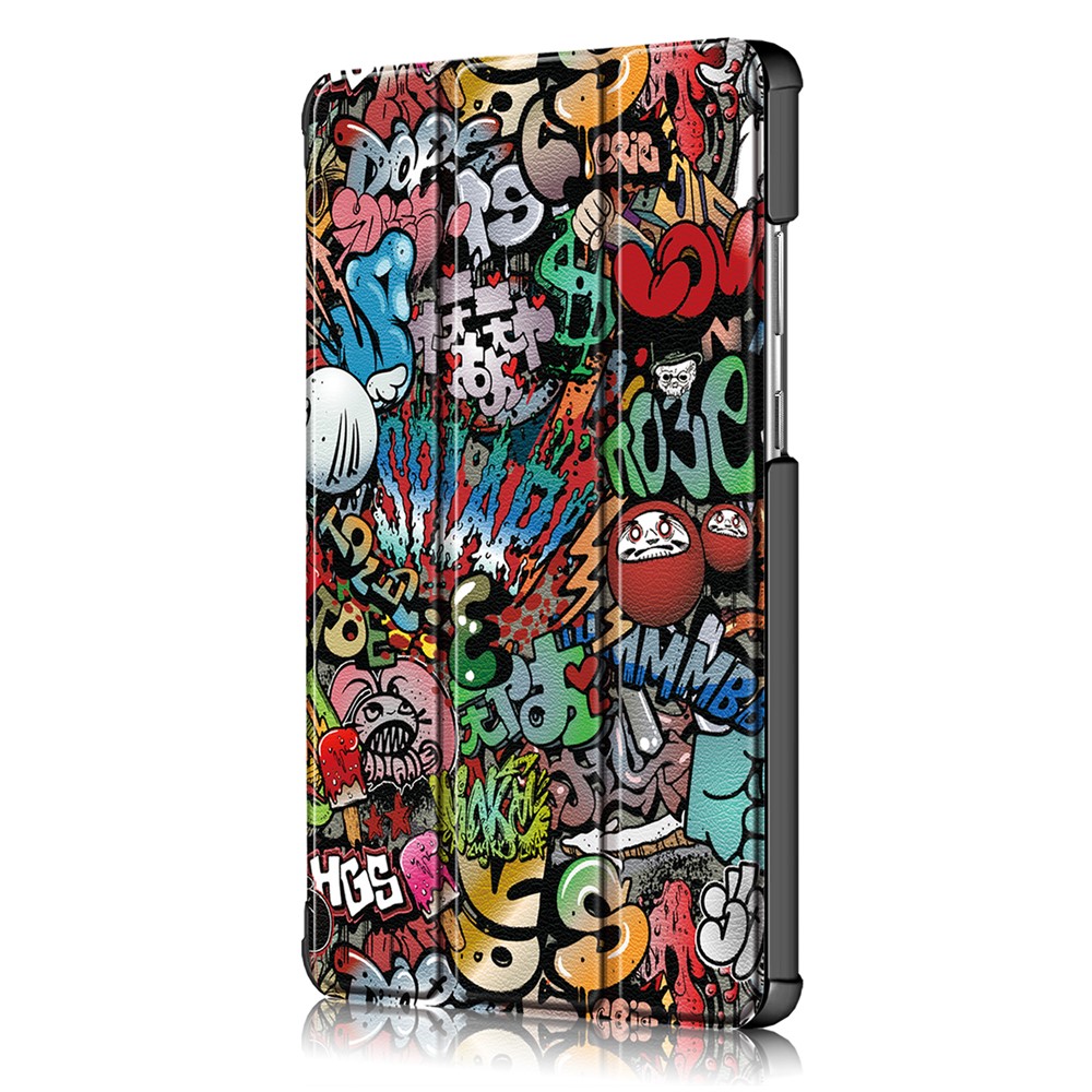 Printing Surface Tri-fold PU Leather Smart Cover for Lenovo Tab M8 HD8505/8705 - Graffiti Pattern-4