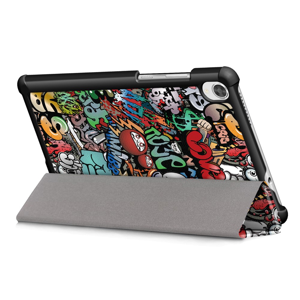 Printing Surface Tri-fold PU Leather Smart Cover for Lenovo Tab M8 HD8505/8705 - Graffiti Pattern-7