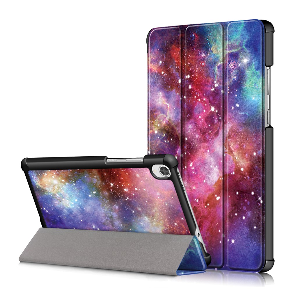 Printing Surface Tri-fold PU Leather Smart Cover for Lenovo Tab M8 HD8505/8705 - Universe-1