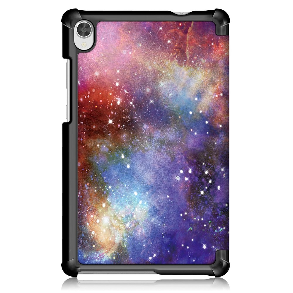 Printing Surface Tri-fold PU Leather Smart Cover for Lenovo Tab M8 HD8505/8705 - Universe-3
