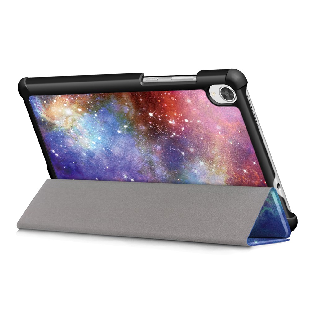 Printing Surface Tri-fold PU Leather Smart Cover for Lenovo Tab M8 HD8505/8705 - Universe-7