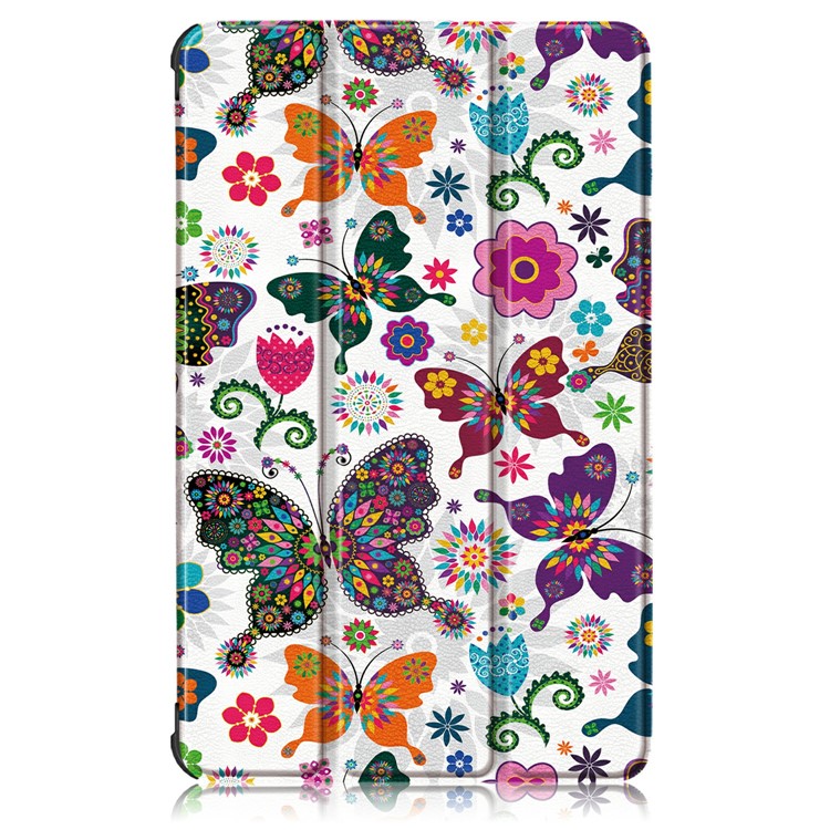 Printing Surface Tri-fold PU Leather Smart Cover for Lenovo Tab M8 HD8505/8705 - Pretty Butterflies Pattern-2
