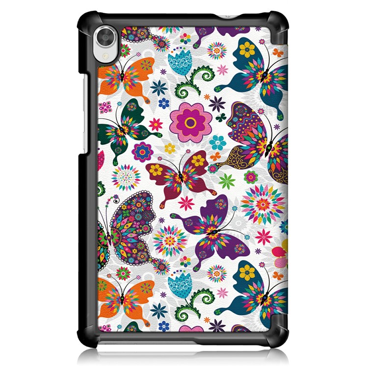 Printing Surface Tri-fold PU Leather Smart Cover for Lenovo Tab M8 HD8505/8705 - Pretty Butterflies Pattern-3