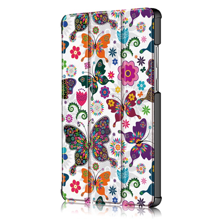 Printing Surface Tri-fold PU Leather Smart Cover for Lenovo Tab M8 HD8505/8705 - Pretty Butterflies Pattern-4