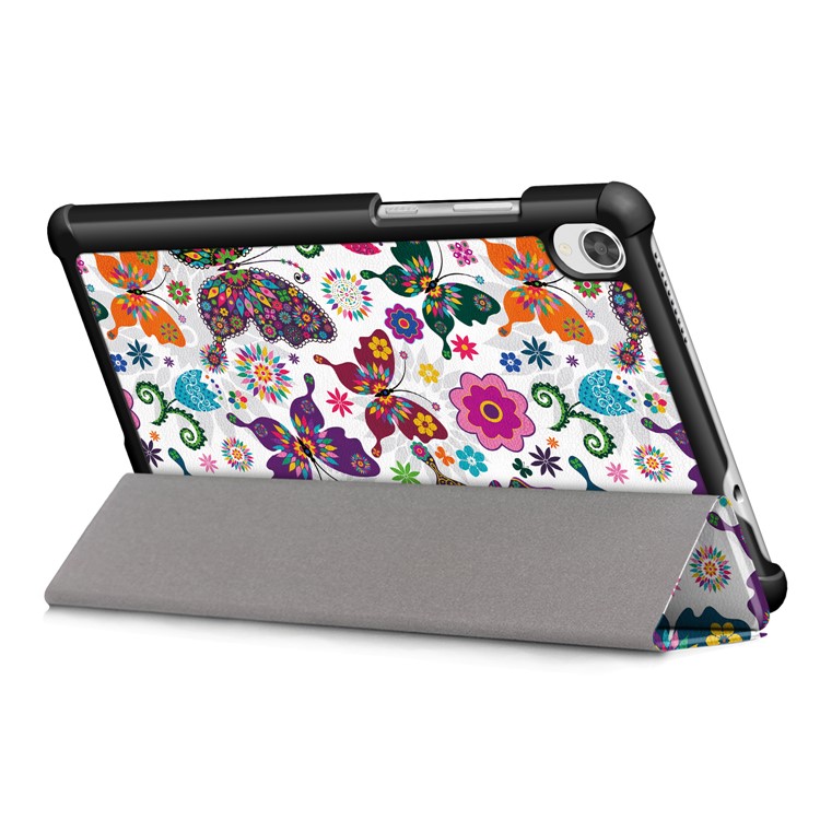 Printing Surface Tri-fold PU Leather Smart Cover for Lenovo Tab M8 HD8505/8705 - Pretty Butterflies Pattern-7