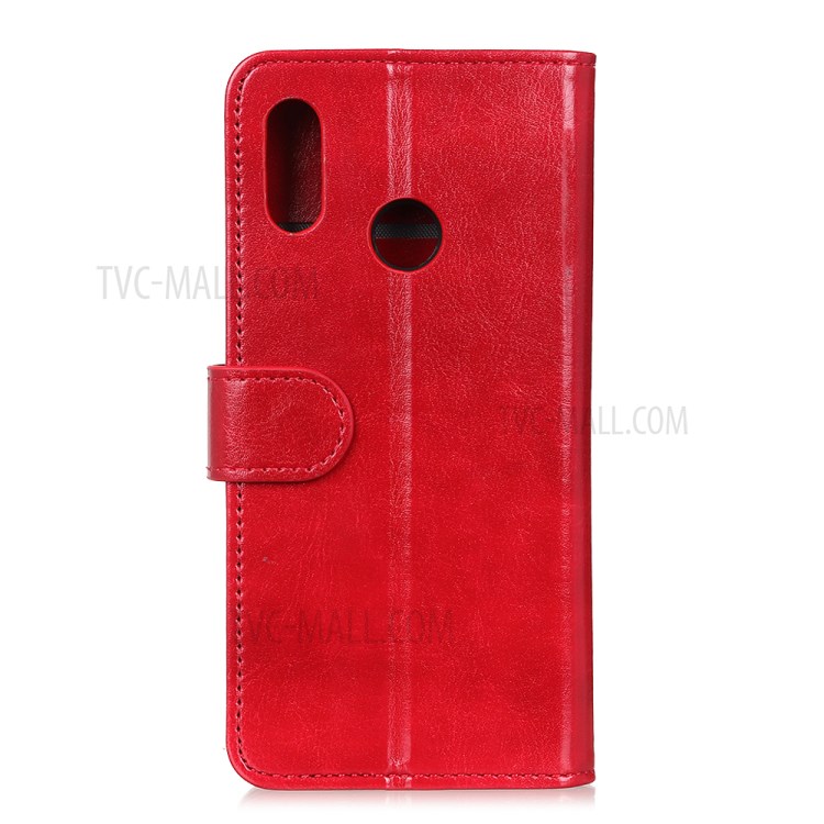 Crazy Horse Leather Wallet Phone Case for Motorola Moto E7 - Red-5
