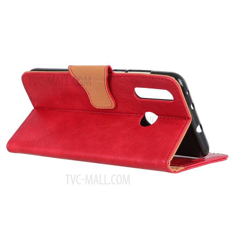 Crazy Horse Wallet Leather Stand Case for Motorola Moto G Power - Red-12