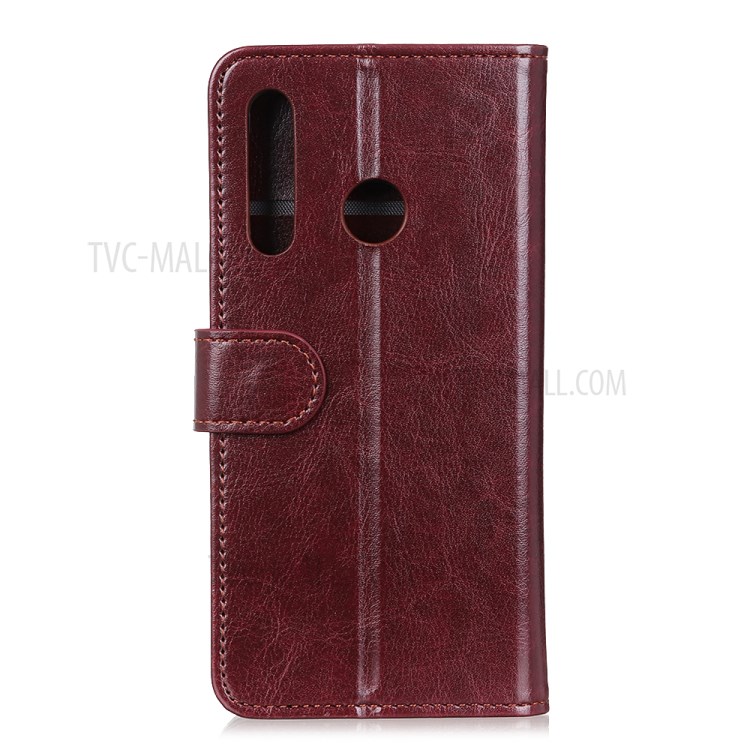 Crazy Horse Leather Wallet Cover Phone Case for Motorola Moto G Power - Brown-3