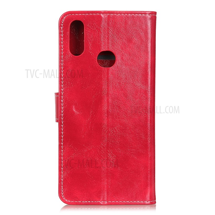Crazy Horse Wallet Leather Stand Cover Case for Motorola Moto E (2020) - Red-2