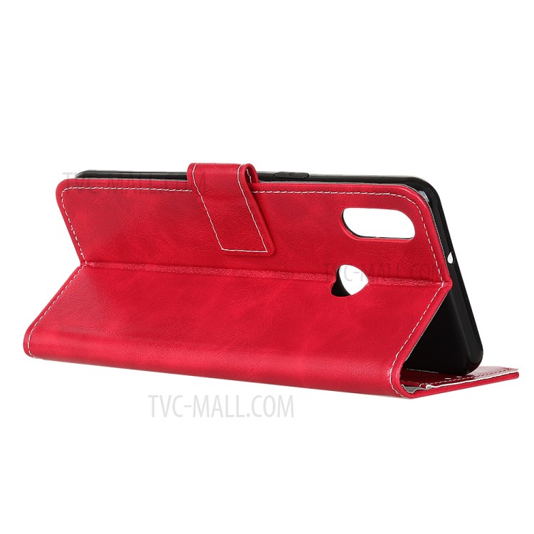 Crazy Horse Wallet Leather Stand Cover Case for Motorola Moto E (2020) - Red-3