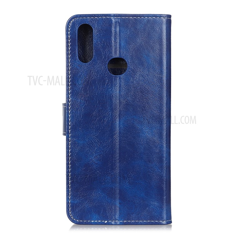 Crazy Horse Wallet Leather Stand Cover Case for Motorola Moto E (2020) - Blue-2