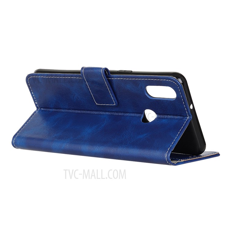 Crazy Horse Wallet Leather Stand Cover Case for Motorola Moto E (2020) - Blue-3