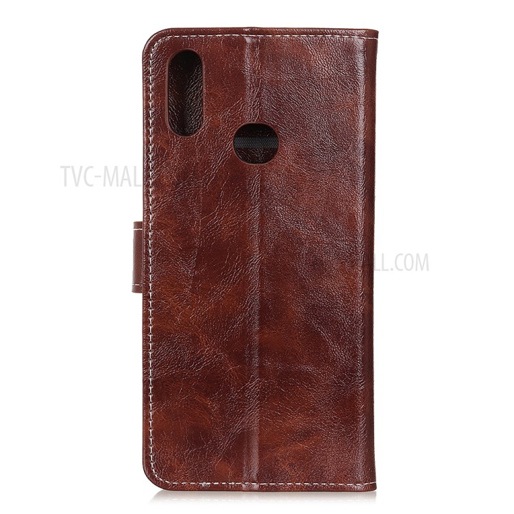 Crazy Horse Wallet Leather Stand Cover Case for Motorola Moto E (2020) - Brown-2